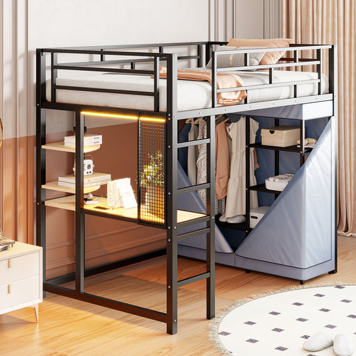 Loft Bed With Desk, Shelves, Power Outlet, LED Light And Wardrobe - R&R Furniture Gallery (Fountain Valley, CA)
