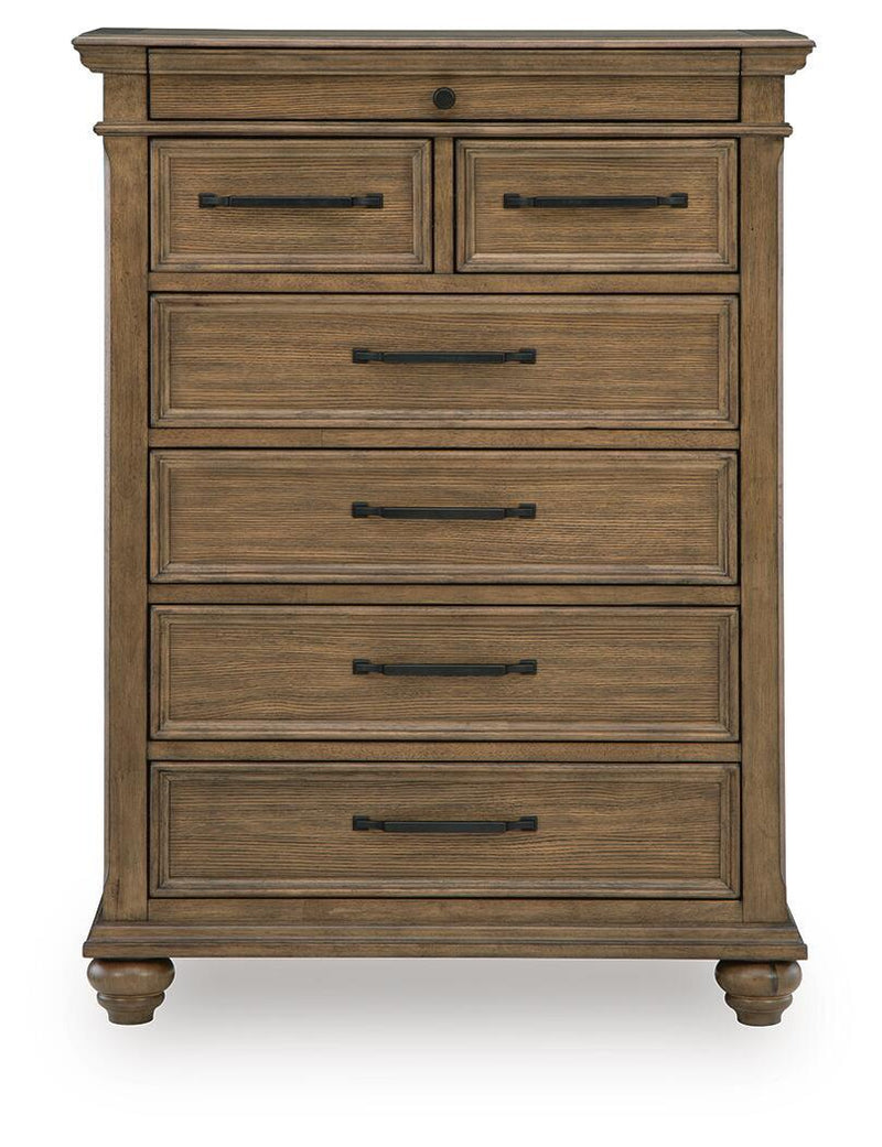 Medium brown Karallin seven-drawer accent chest by Signature Design by Ashley®, showing a stylish wooden storage piece with multiple drawers.
