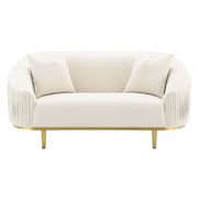 Martina - Loveseat With 2 Pillows - Ivory Velvet - R&R Furniture Gallery (Fountain Valley, CA)