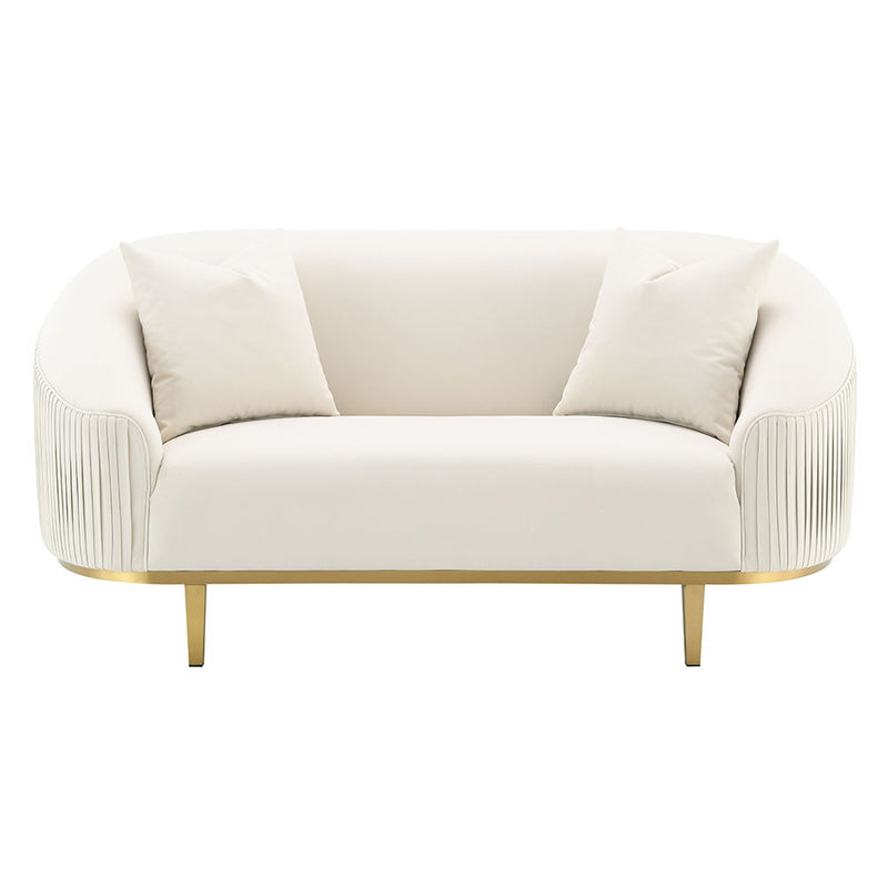 Martina - Loveseat With 2 Pillows - Ivory Velvet - R&R Furniture Gallery (Fountain Valley, CA)