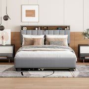 Upholstered Platform Bed With Storage Headboard, Trundle & 2 Drawers And A Set Of Sockets & USB Ports - R&R Furniture Gallery (Fountain Valley, CA)