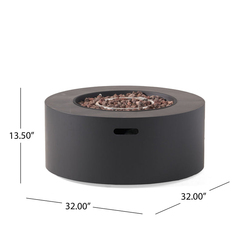 Round Noble House iron fire pit with 40,000 Btu burner, featuring a sturdy metal design and a spacious cooking or gathering surface.