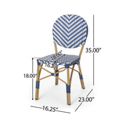 Outdoor Rattan And Aluminum French Armless Bistro Chairs Set - Navy Blue - R&R Furniture Gallery (Fountain Valley, CA)