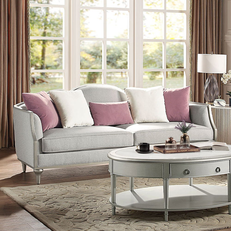 Kasa - Sofa With 5 Pillows - Beige Linen & Champagne - R&R Furniture Gallery (Fountain Valley, CA)