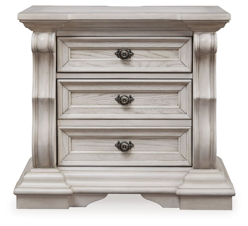 Bruchandi - Three Drawer Night Stand - Antique White - R&R Furniture Gallery (Fountain Valley, CA)