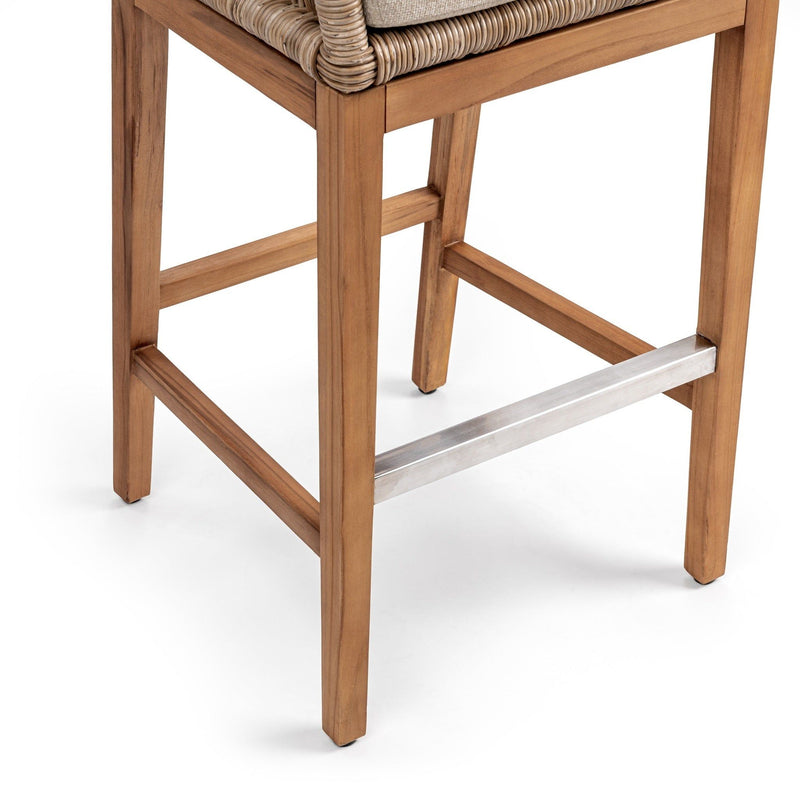 Classic Home Valerie counter height stool with wooden legs and upholstered seat, ideal for kitchen or bar area.