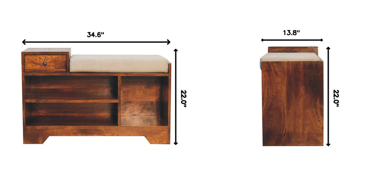 Retreat - Shoe Bench, 1 Drawer - Chestnut - R&R Furniture Gallery (Fountain Valley, CA)