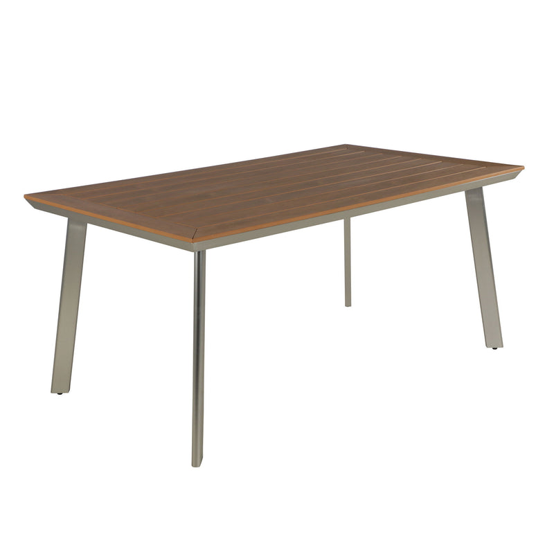 Outdoor Dining Table With Eucalyptus Wood Topped - Silver - R&R Furniture Gallery (Fountain Valley, CA)