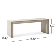 Noble House acacia wood farmhouse dining bench with a sturdy rectangular design, ideal for rustic kitchen or dining room seating.