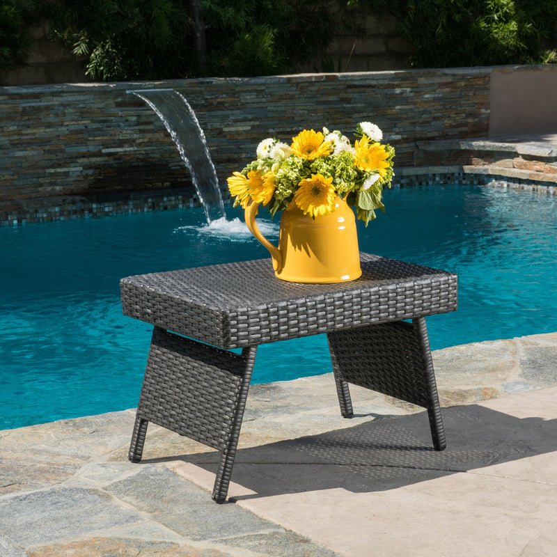 Outdoor Wicker Table With Rectangular Tabletop - Gray - R&R Furniture Gallery (Fountain Valley, CA)