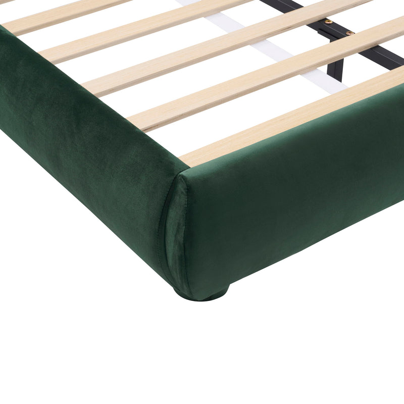 Upholstered Simple Modern Bedroom Bed With Curved Headboard - R&R Furniture Gallery (Fountain Valley, CA)