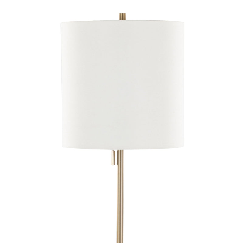 Contemporary Lumi Source floor lamp with a sleek cone-shaped shade, standing on a minimalist base in a modern living space.
