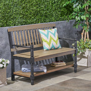 Slatted Bench With Built In Shelf - R&R Furniture Gallery (Fountain Valley, CA)