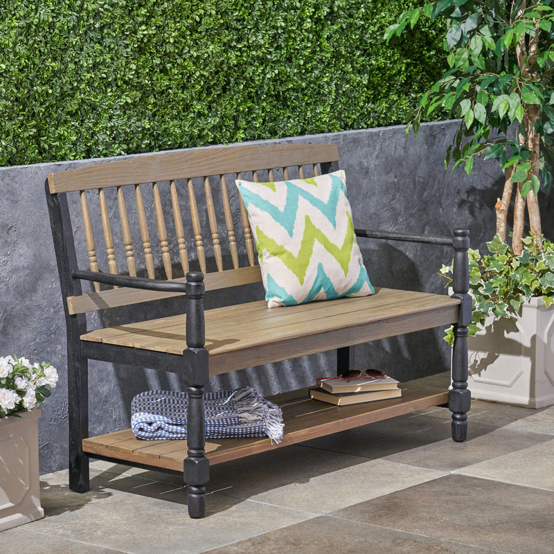 Slatted Bench With Built In Shelf - R&R Furniture Gallery (Fountain Valley, CA)