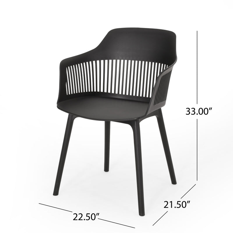 Set of two Noble House Dahlia chairs with cushioned seats and wooden legs, stylish and comfortable for dining or lounge.