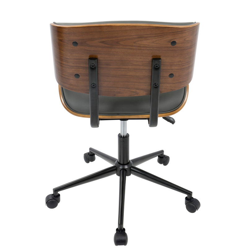 Lumi Source Lombardi mid-century modern adjustable swivel office chair with cushioned seat and metal base in a stylish design.