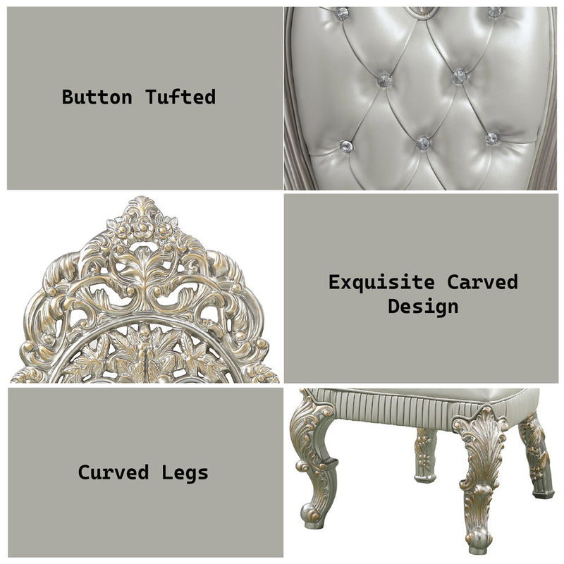 Sandoval - Side Chair (Set of 2) - Beige Synthetic Leather & Champagne - R&R Furniture Gallery (Fountain Valley, CA)