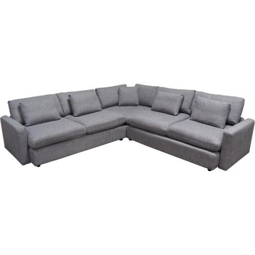 Arcadia 3PC Corner Sectional w/ Feather Down Seating in Grey Fabric