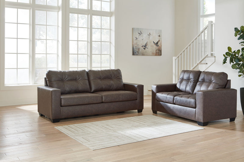 Benchcraft® Barlin Mills living room set featuring stationary sofas and loveseats with plush fabric and modern design.