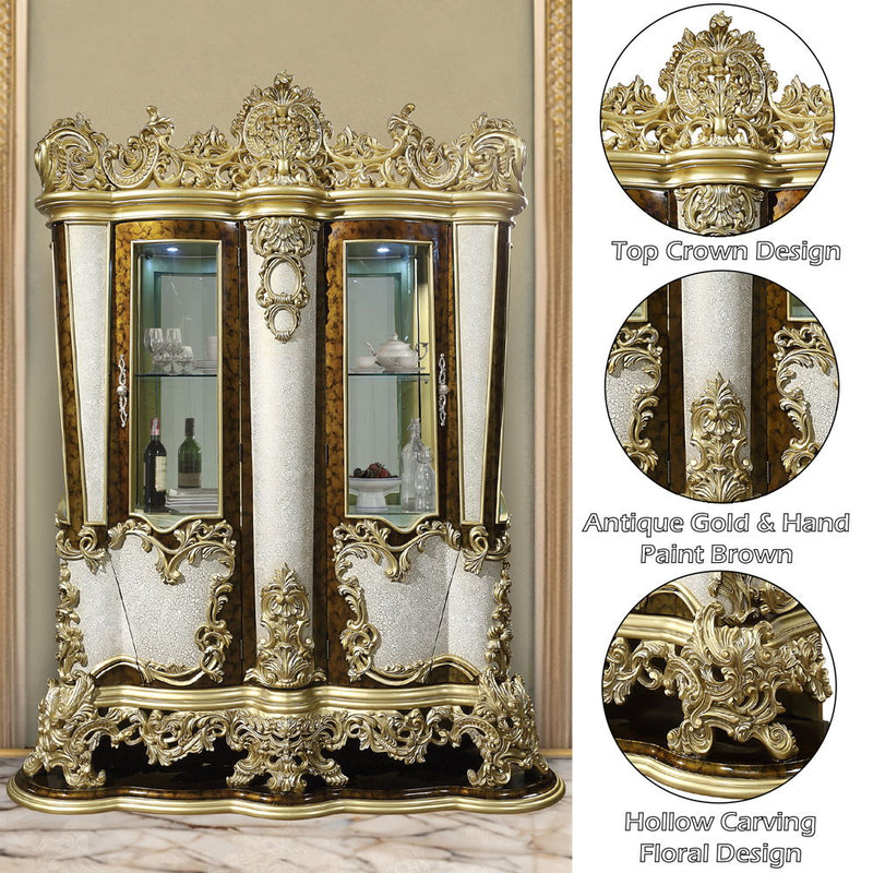 Desiderius - Curio - Antique Gold & Hand-Painted Brown - R&R Furniture Gallery (Fountain Valley, CA)