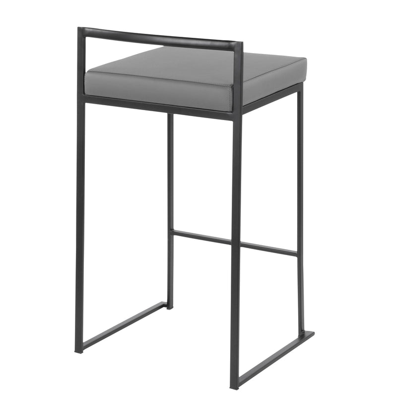 Lumi Source Fuji contemporary style stackable counter stool set with sleek design and wooden seats, ideal for modern kitchen or bar area.