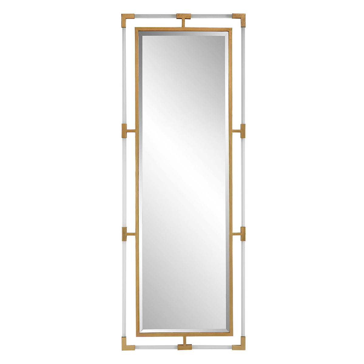 Uttermost Balkan Iron Wall Mirror with a decorative iron frame, hanging on a wall in a stylish interior setting.