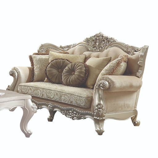 Bently - Loveseat With 5 Pillows (Same Lv01580) - Fabric & Champagne - R&R Furniture Gallery (Fountain Valley, CA)