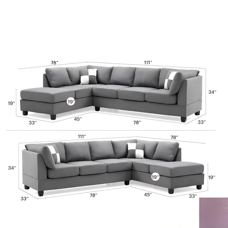 Glory Furniture Malone Comfort Sectional sofa with plush cushions and neutral fabric, perfect for a cozy living room setting.