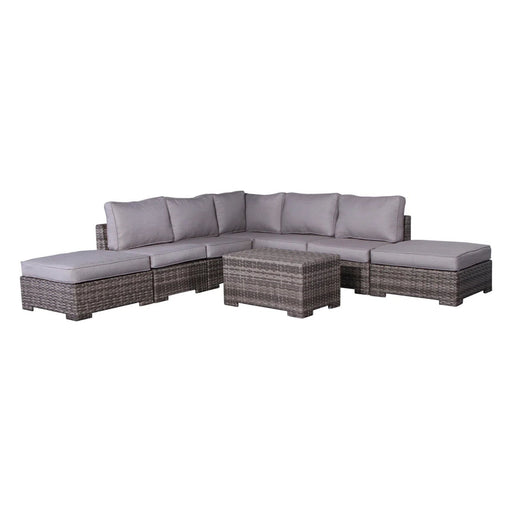Outdoor 6 Person Wicker Seating Group With Cushions - Gray Mix - R&R Furniture Gallery (Fountain Valley, CA)