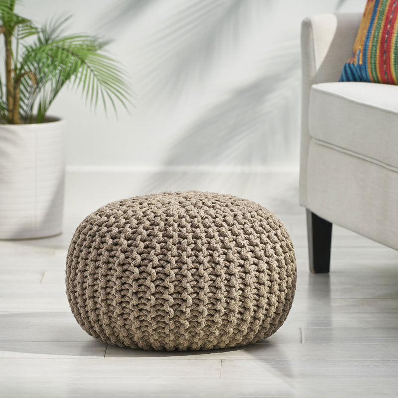 Moro - Knitted Round Pouf With Pumpkin Shape - R&R Furniture Gallery (Fountain Valley, CA)