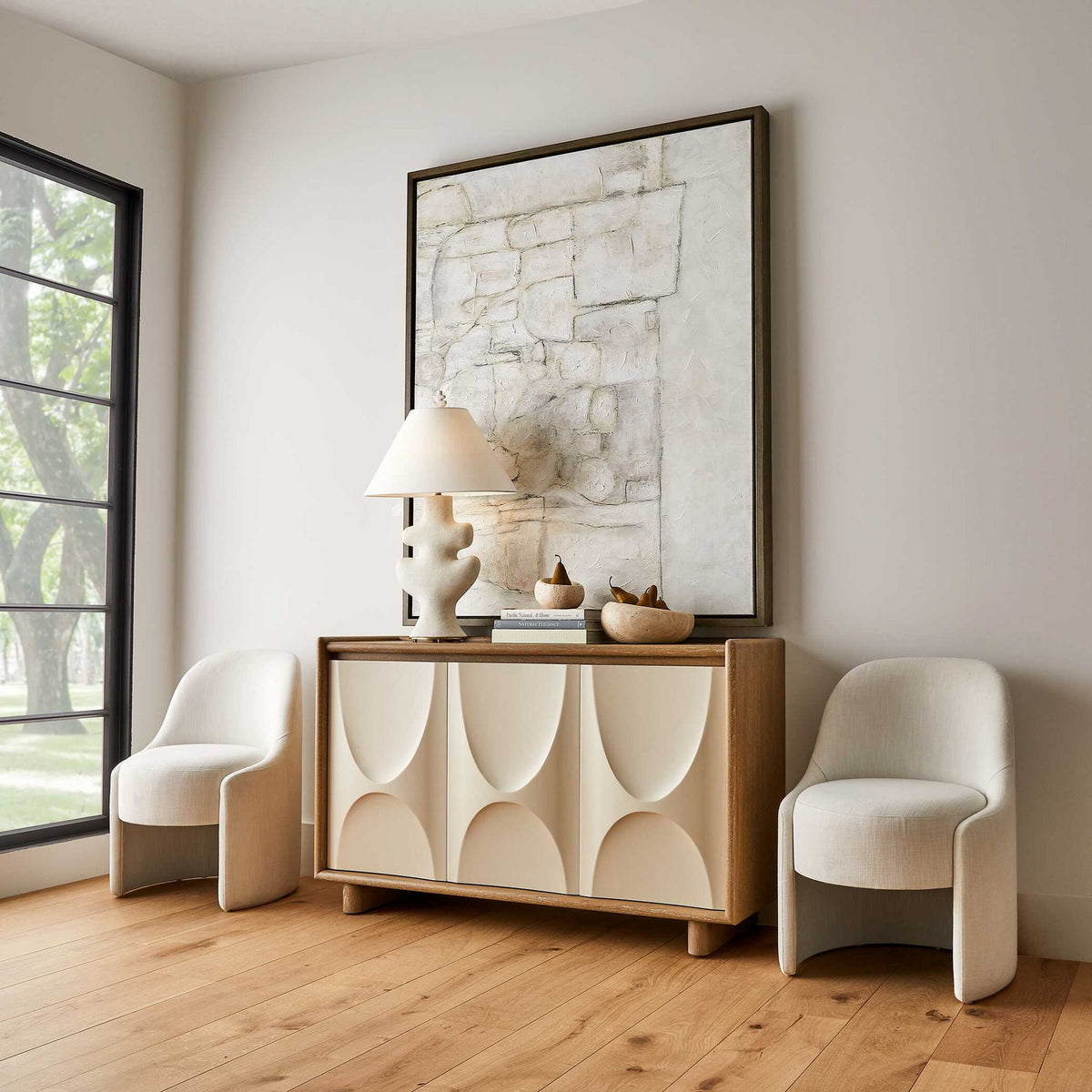 Frosted Leaf - Table Lamp - White