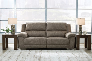 Laresview - 2 Seat Reclining Sofa - Fossil - R&R Furniture Gallery (Fountain Valley, CA)