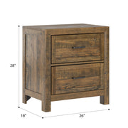 Rustic 2 Drawer Nightstand - Brown - Wood - R&R Furniture Gallery (Fountain Valley, CA)
