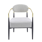 Mid Century Modern Upholstered Accent Armchair With Tapered Legs - Beige / Black / Gold - R&R Furniture Gallery (Fountain Valley, CA)