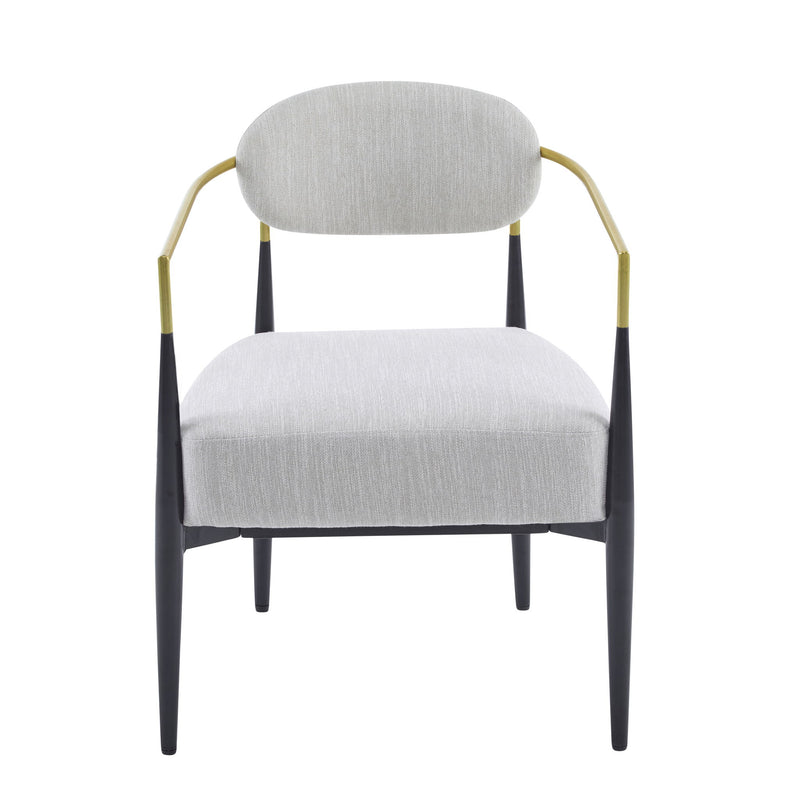Mid Century Modern Upholstered Accent Armchair With Tapered Legs - Beige / Black / Gold - R&R Furniture Gallery (Fountain Valley, CA)