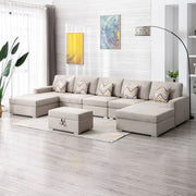 Nolan - Fabric 6 Piece Sectional Sofa With Pillows And Interchangeable Legs - R&R Furniture Gallery (Fountain Valley, CA)