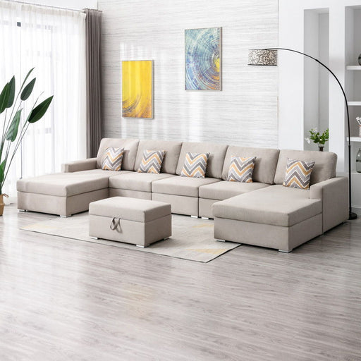 Nolan - Fabric 6 Piece Sectional Sofa With Pillows And Interchangeable Legs - R&R Furniture Gallery (Fountain Valley, CA)