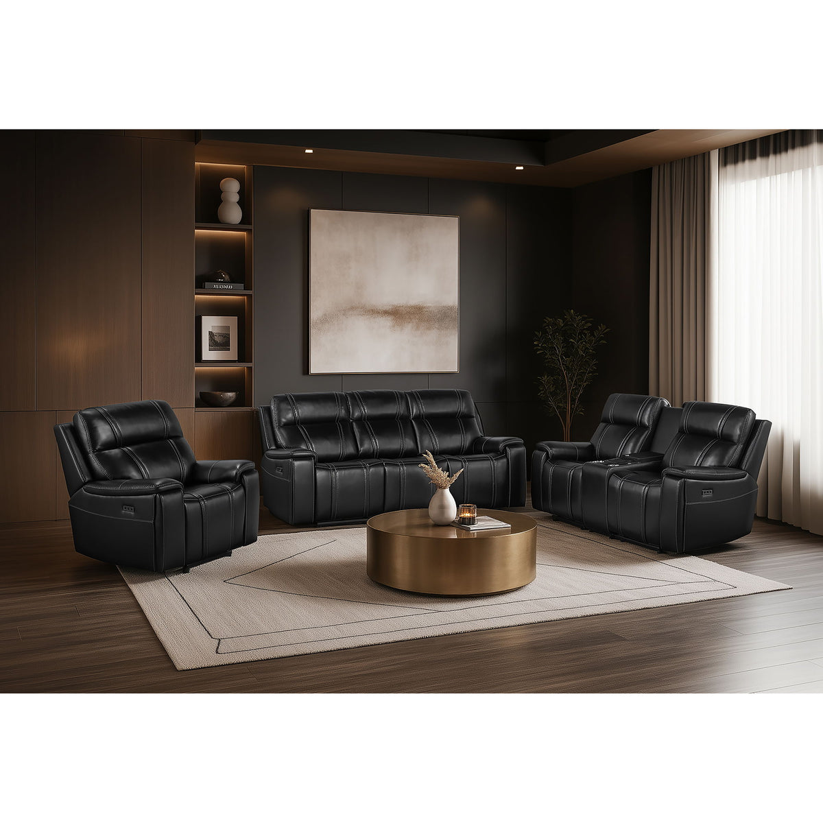 Gary - Power Reclining Loveseat With Cooler In Center Console - Black