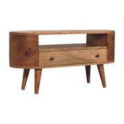 Modern Mini Rounded Entertainment Unit - Oak - R&R Furniture Gallery (Fountain Valley, CA)