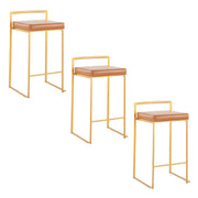 Pair of Lumi Source Fuji contemporary glam design counter stools with sleek upholstery and modern style, set of two.