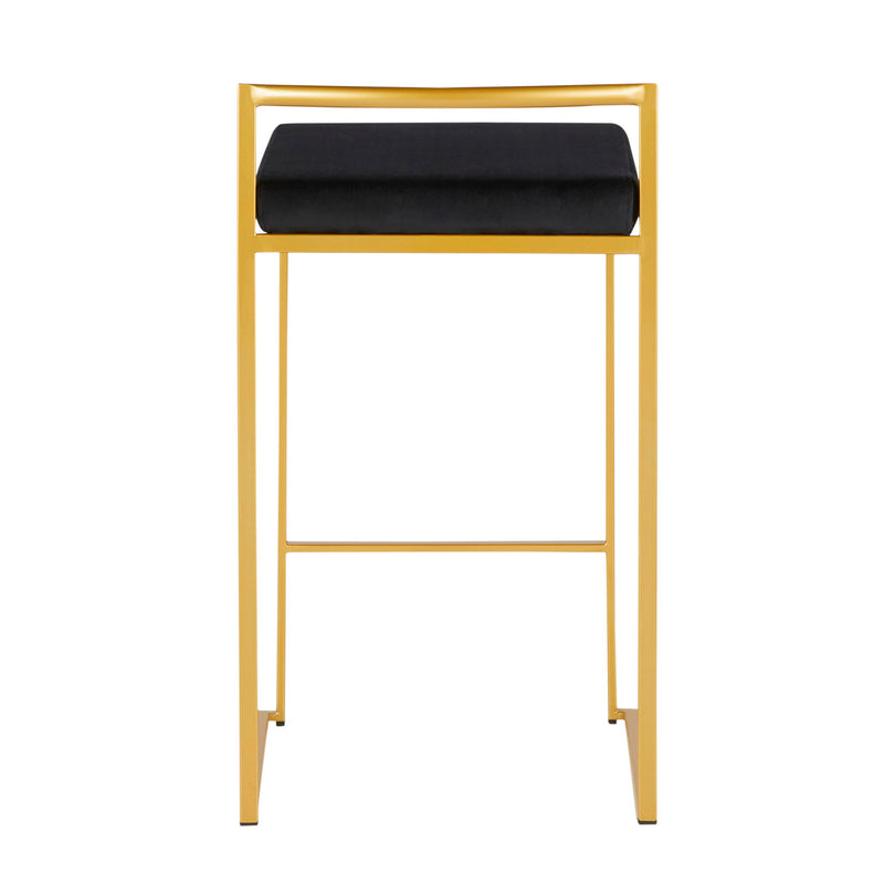 Lumi Source Fuji contemporary glam design counter stool set with sleek seats and metal legs, perfect for modern kitchen or bar area.