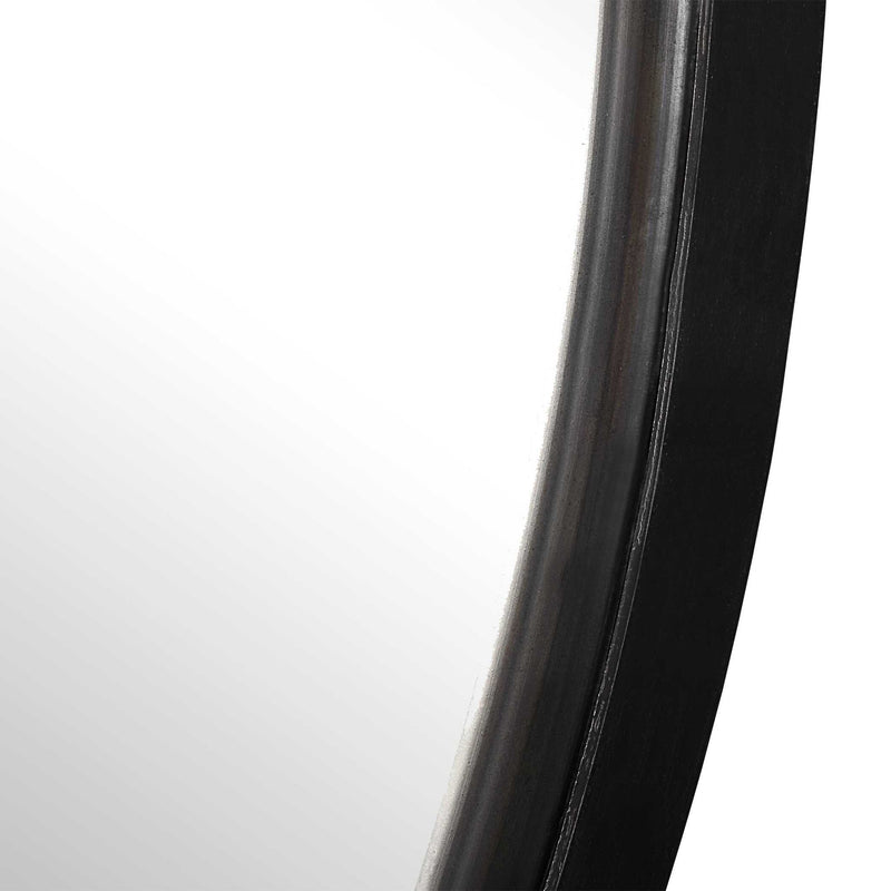 Uttermost Dawsyn black round accent mirror with sleek modern frame, reflecting contemporary home decor style.