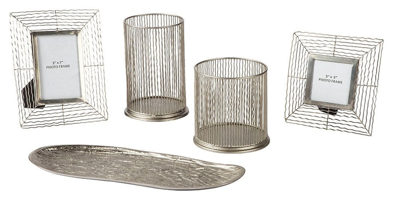 Dympna - Accessory Set (Set of 5) - Silver Finish - R&R Furniture Gallery (Fountain Valley, CA)