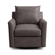 Classic Home Olivia swivel chair with plush fabric upholstery and a modern design, shown from a side angle.