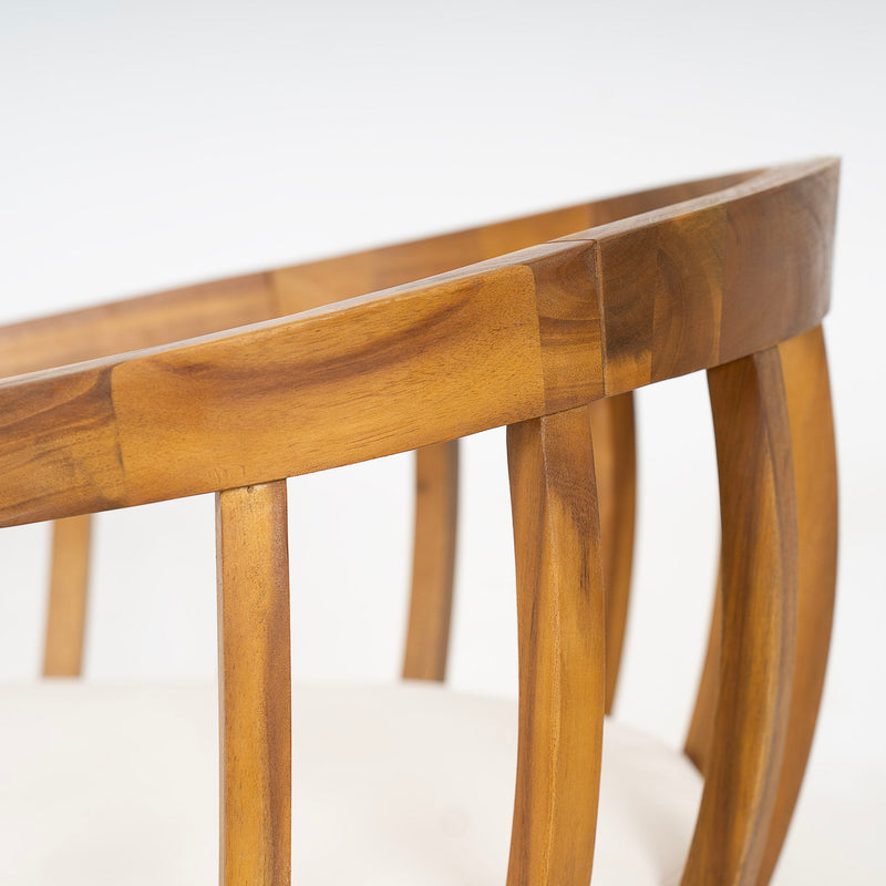 Klismos - Dining Armchair (Set of 2) - Teak / Beige - R&R Furniture Gallery (Fountain Valley, CA)