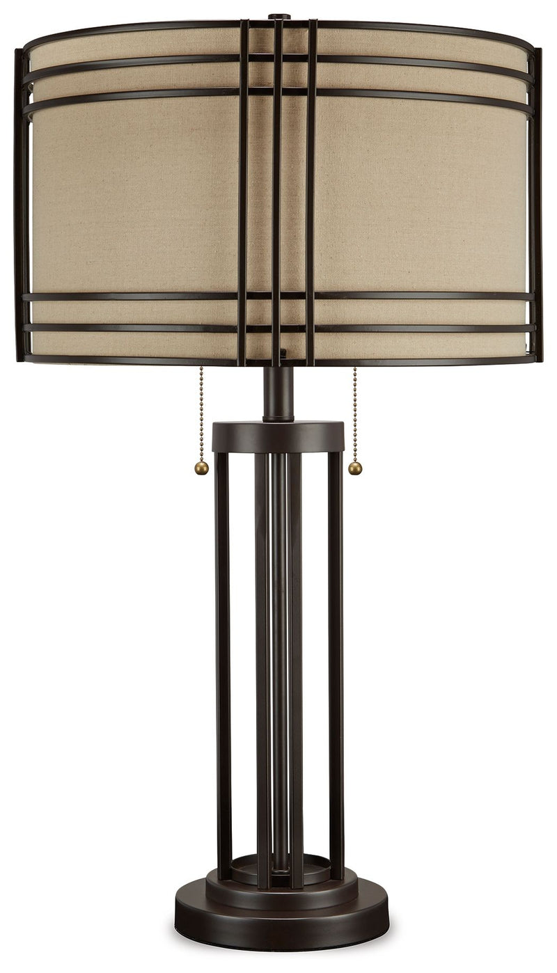 Hanswell - Metal Table Lamp  - Dark Brown - R&R Furniture Gallery (Fountain Valley, CA)