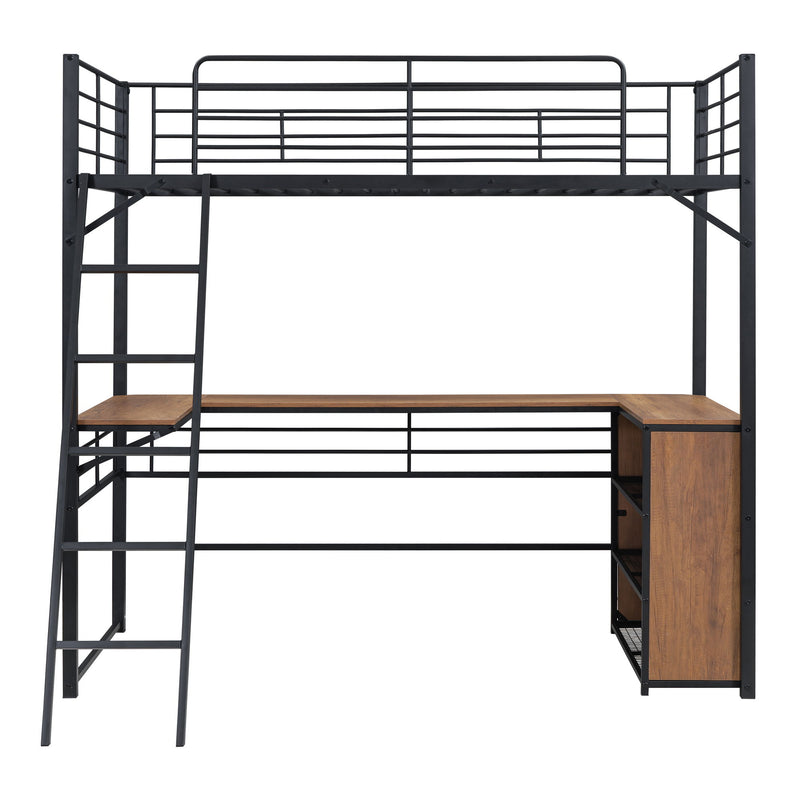 Loft Bed & 3 Layers Of Shelves And L-Shaped Desk - R&R Furniture Gallery (Fountain Valley, CA)