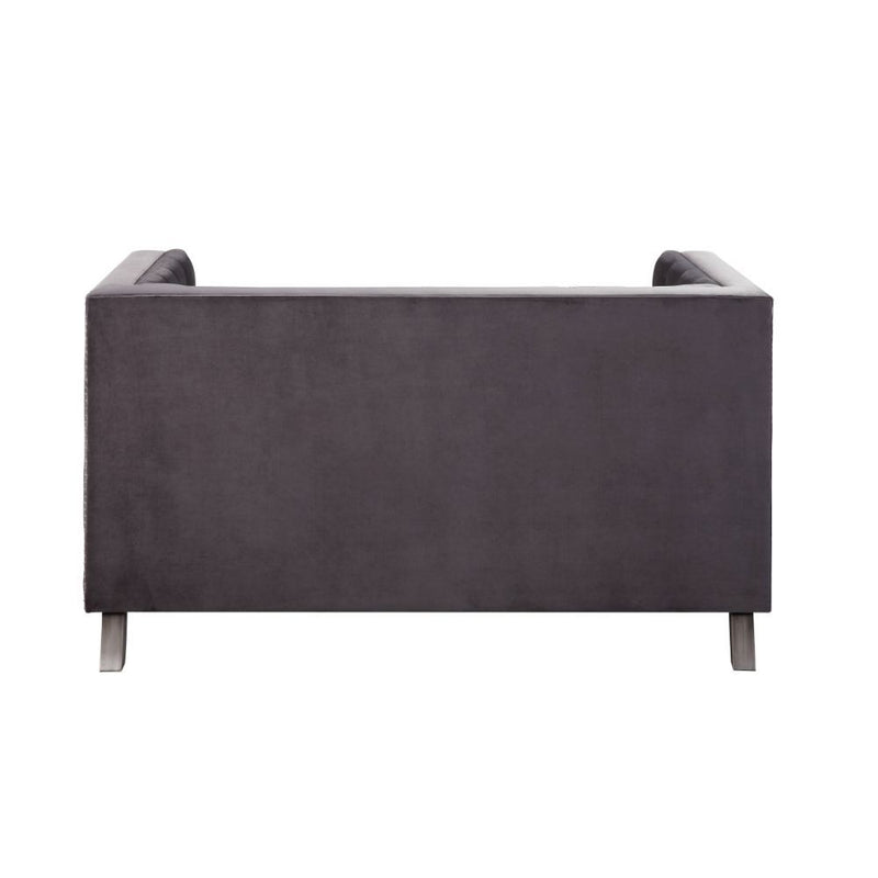 Hegio - Loveseat With 2 Pillows - Gray Velvet - R&R Furniture Gallery (Fountain Valley, CA)