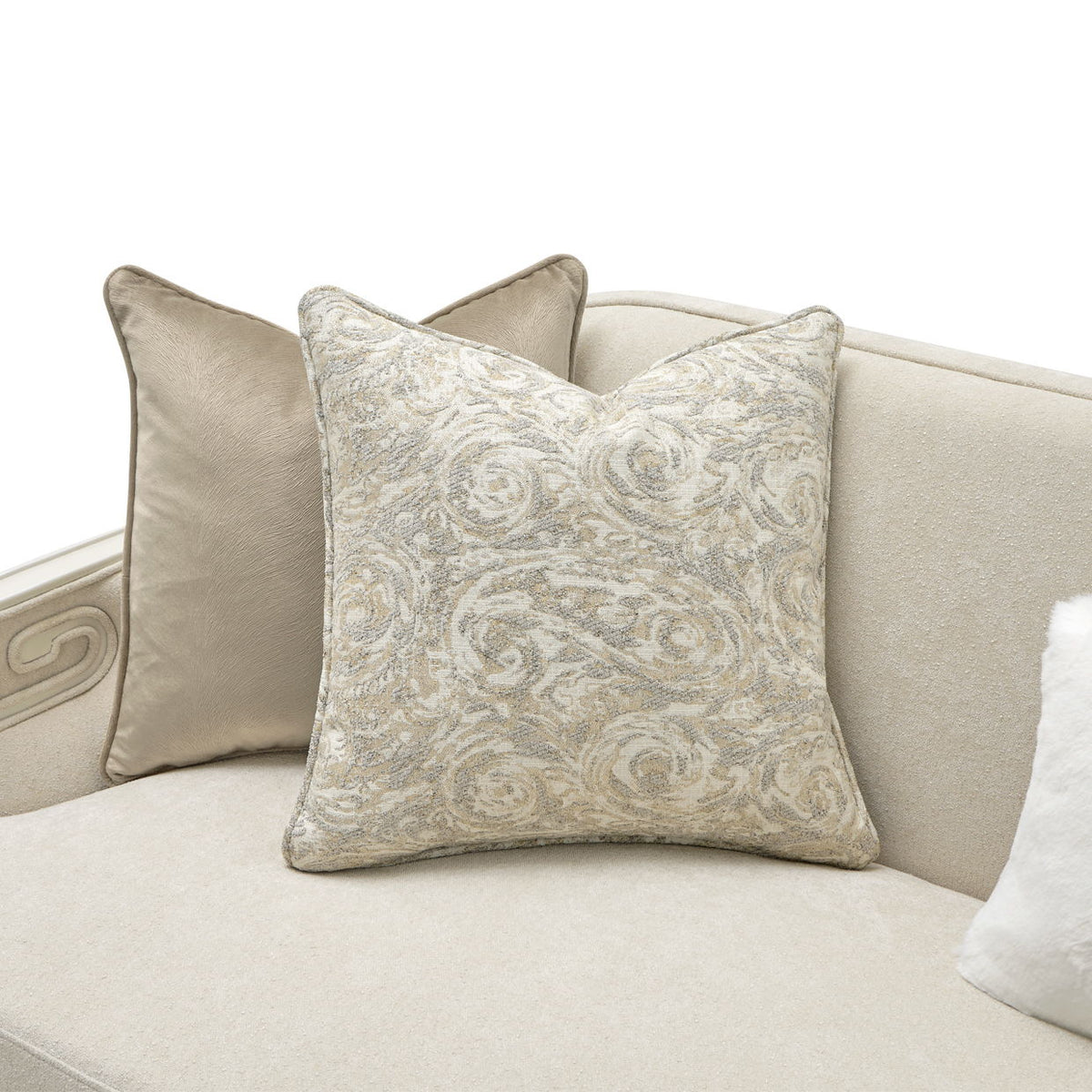 La Marisia - Chenille Sofa - Tranquil / Creamy Pearl - R&R Furniture Gallery (Fountain Valley, CA)