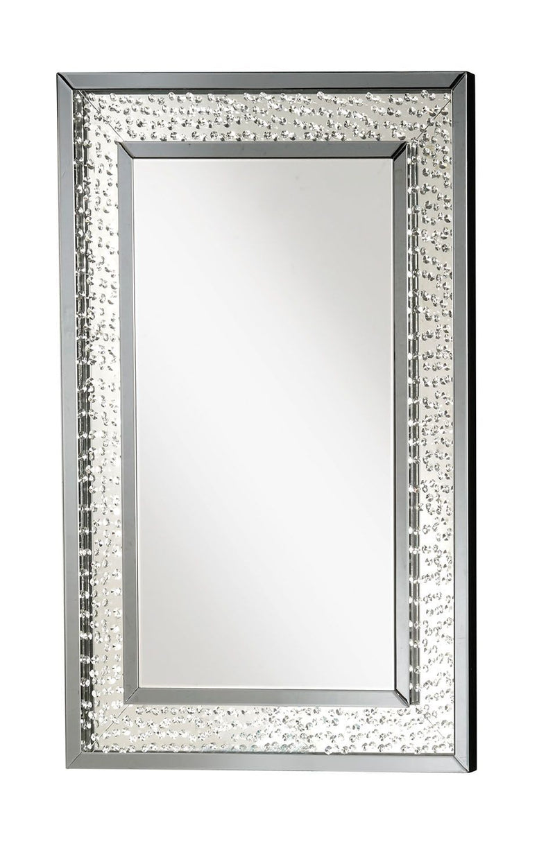Nysa - 47" Rectangular Accent Mirror - Mirrored & Faux Crystals - R&R Furniture Gallery (Fountain Valley, CA)
